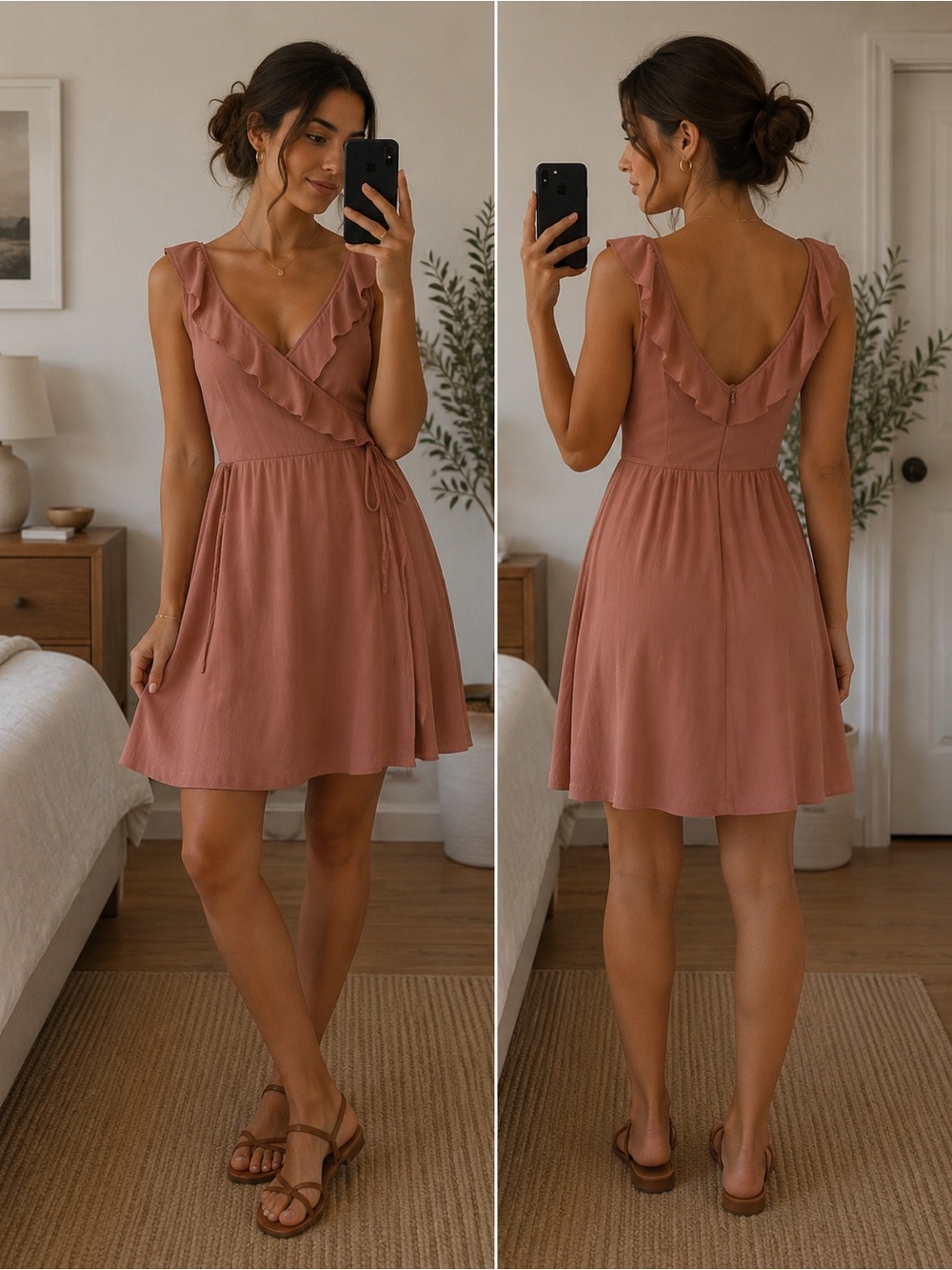 Sleeveless Wrap Midi Dress in Dusty Rose